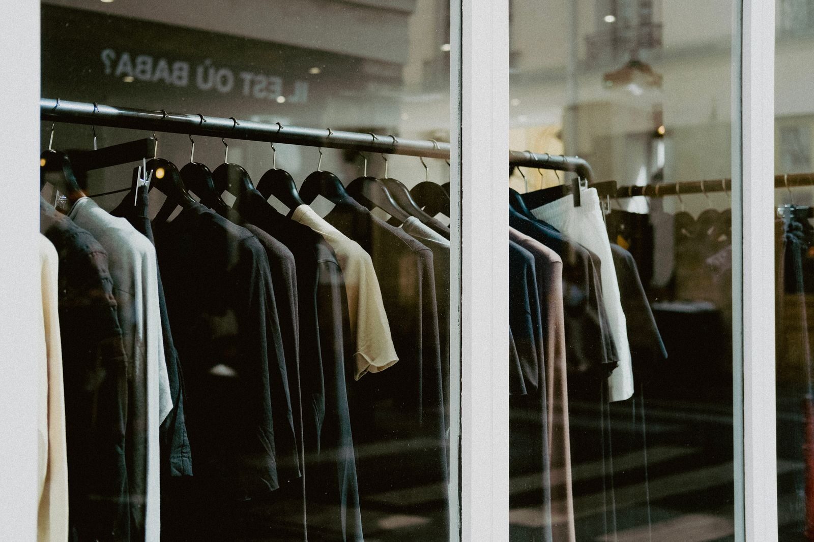 Sustainable fashion brands in Zurich clothing rack in a local store